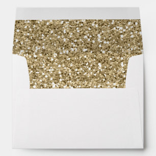 Faux White Gold Glitter Confetti Foil Sparkle Envelope