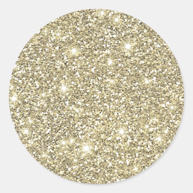 Faux White Gold Glitter Elegant Chic Classic Round Sticker (Front)