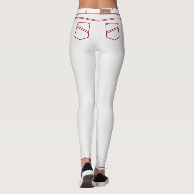 Faux White Jeans With Red Stripe Leggings Modern (Back)