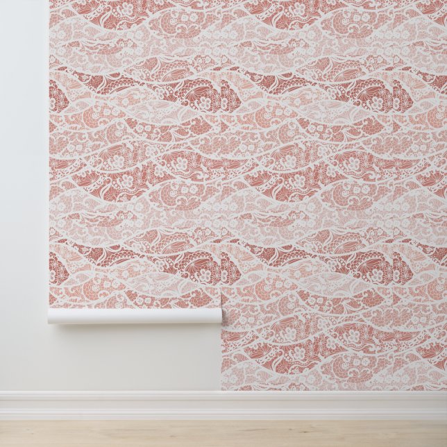 Faux White Lace Custom Colour Wallpaper (Application)