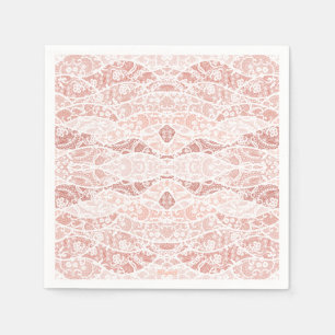 Faux White Lace Fishnet Napkins with Flowers