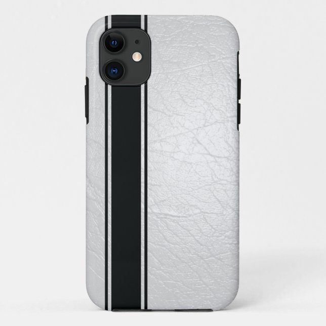 Faux White Leather & Black Stripe iPhone 5s Case (Back)