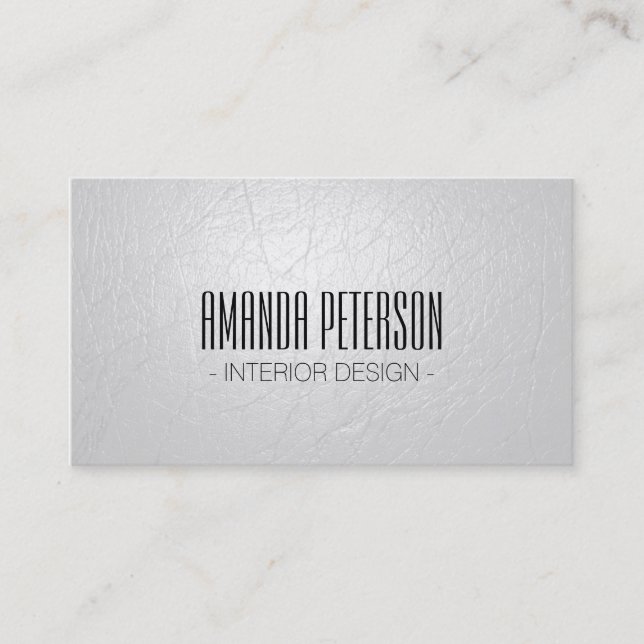 Faux White Leather Designer Business Cards (Front)