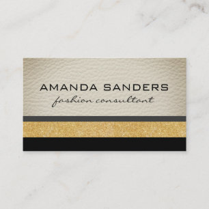 Faux White Leather Glitter and patterns Business Card