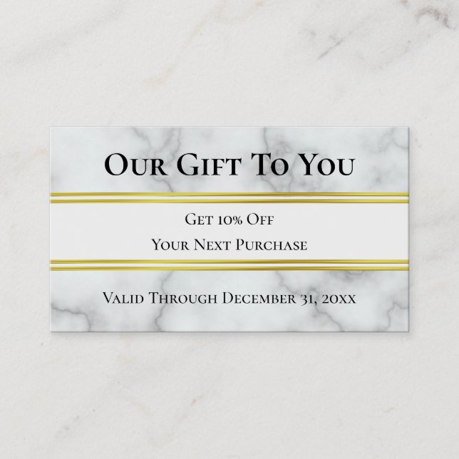 Faux White Marble Beauty Salon Discount Business Card (Front)