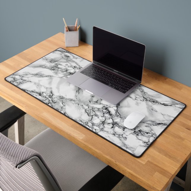 Faux White Marble Design Desk Mat (Office 2)