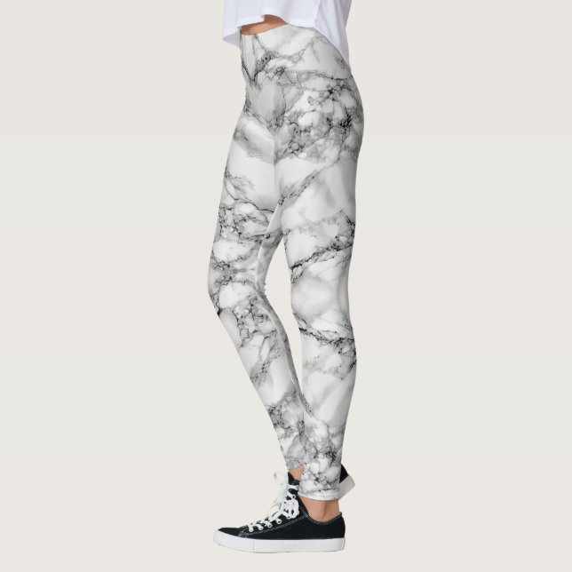 Faux White Marble Design Leggings (Left)