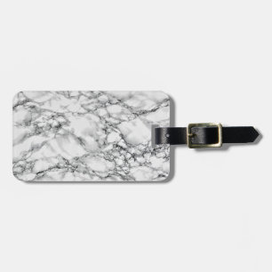Faux White Marble Luggage Tag