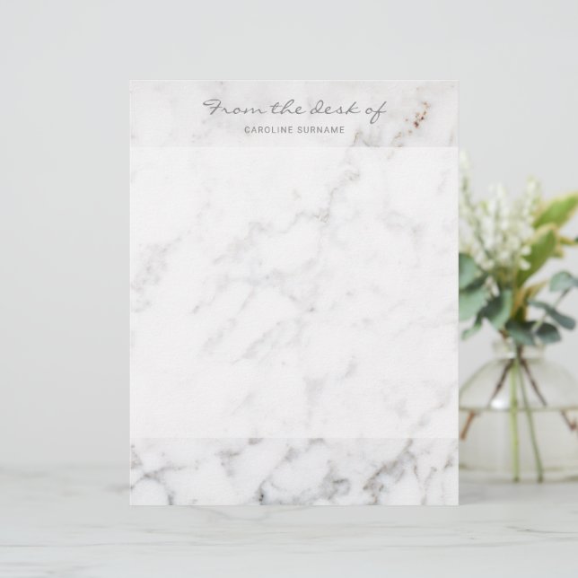 Faux White Marble Texture Look-like & Custom Text Custom Letterhead (Standing Front)