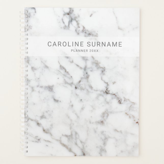 Faux White Marble Texture Look-like & Custom Text Planner (Front)