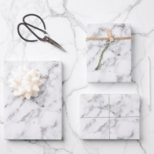 Faux White Marble Texture Look-like Wrapping Paper Sheet