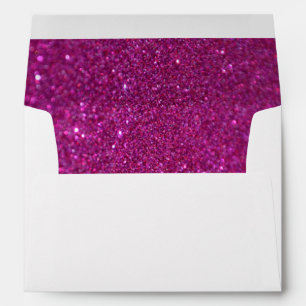 Faux White Pink Glitter Confetti Foil Sparkle Envelope