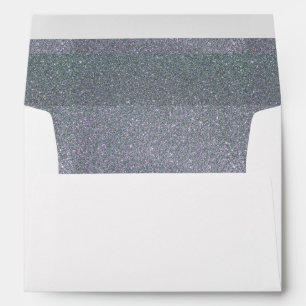 Faux White Silver Glitter Confetti Foil Sparkle Envelope