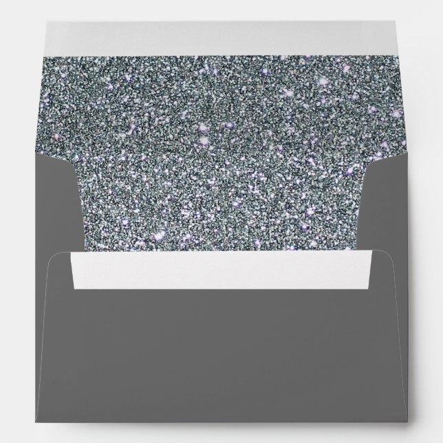 Faux White Silver Glitter Confetti Foil Sparkle Envelopes (Back (Bottom))