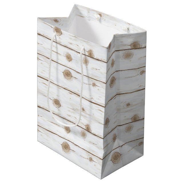 Faux White Wood Christmas  Medium Gift Bag (Front Angled)