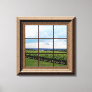 Faux Window Scene Vineyard Peaceful View Canvas Print