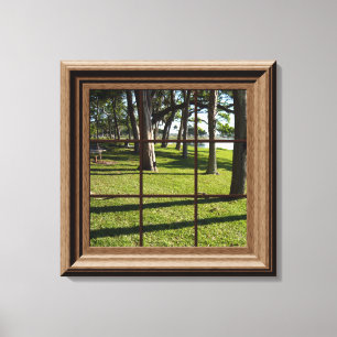 Faux Window View Peaceful Landscape With Trees Canvas Print