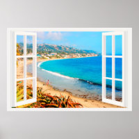 Faux Window with Beach Ocean