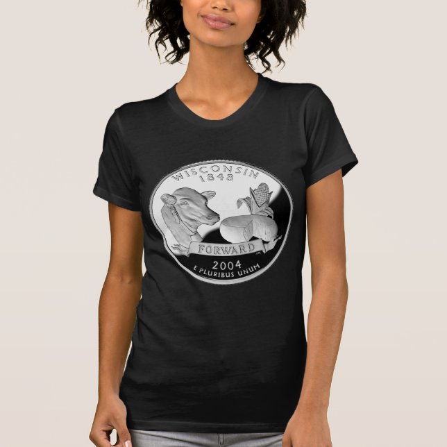 Faux Wisconsin State Quarter Cow Cheese Corn Farm T-Shirt (Front)