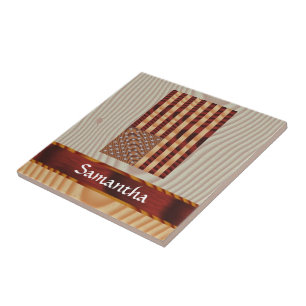 Faux wood American flag Tile