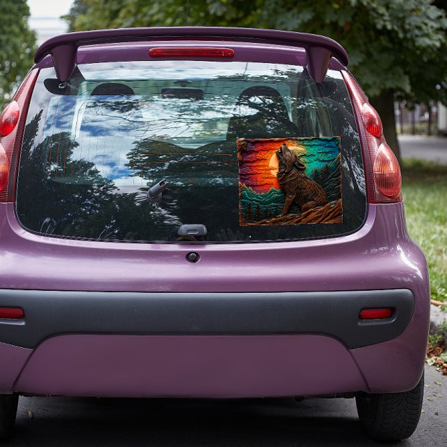 Faux Wood Carving Wolf Howling Mountain Forest (Creator Uploaded)