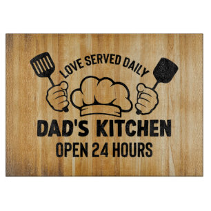 faux wood Dad love word art kitchen Cutting Board