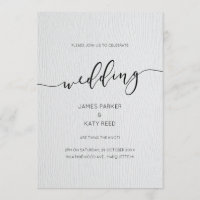 Faux wood embossed texture wedding invitation