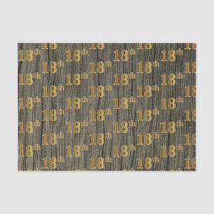 Faux Wood, Faux Gold 18th (Eighteenth) Event Tissue Paper
