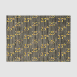 Faux Wood, Faux Gold 25th (Twenty-Fifth) Event Tissue Paper