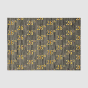Faux Wood, Faux Gold 26th (Twenty-Sixth) Event Tissue Paper