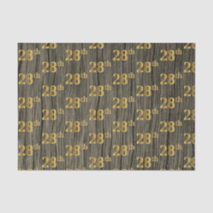 Faux Wood, Faux Gold 28th (Twenty-Eighth) Event Tissue Paper