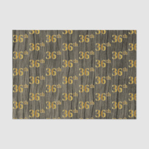 Faux Wood, Faux Gold 36th (Thirty-Sixth) Event Tissue Paper