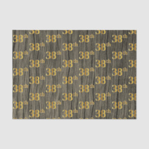 Faux Wood, Faux Gold 38th (Thirty-Eighth) Event Tissue Paper