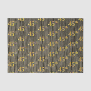 Faux Wood, Faux Gold 45th (Forty-Fifth) Event Tissue Paper