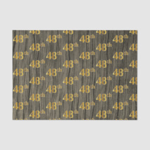 Faux Wood, Faux Gold 48th (Forty-Eighth) Event Tissue Paper