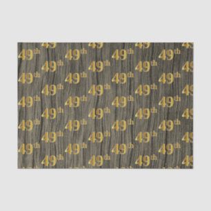 Faux Wood, Faux Gold 49th (Forty-Ninth) Event Tissue Paper