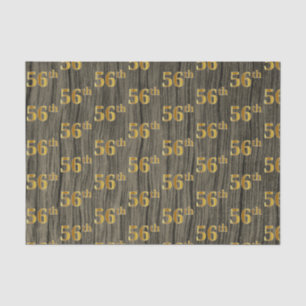 Faux Wood, Faux Gold 56th (Fifty-Sixth) Event Tissue Paper