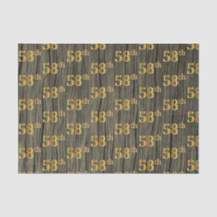 Faux Wood, Faux Gold 58th (Fifty-Eighth) Event Tissue Paper