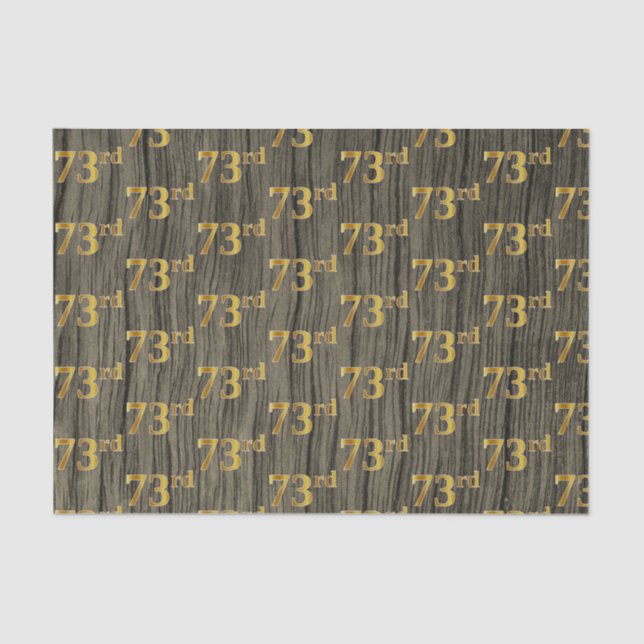 Faux Wood, Faux Gold 73rd (Seventy-Third) Event Tissue Paper (Front)