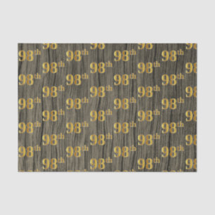 Faux Wood, Faux Gold 98th (Ninety-Eighth) Event Tissue Paper