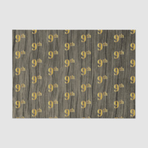 Faux Wood, Faux Gold 9th (Ninth) Event Tissue Paper