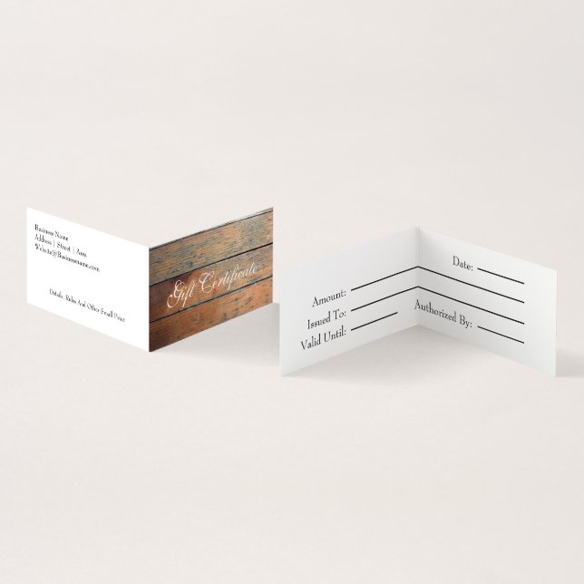 Faux Wood Gift Certificate (Inside and Outside)