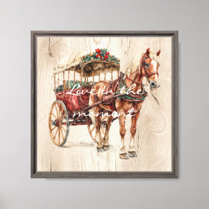 Faux Wood Horse and Wagon Canvas Print
