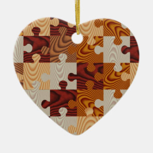 Faux wood jigsaw puzzle ceramic tree decoration