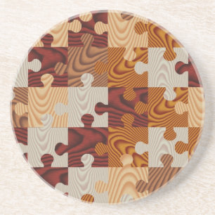 Faux wood jigsaw puzzle coaster