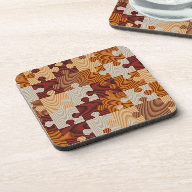 Faux wood jigsaw puzzle coaster (Left Side)
