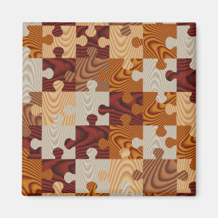 Faux wood jigsaw puzzle magnet