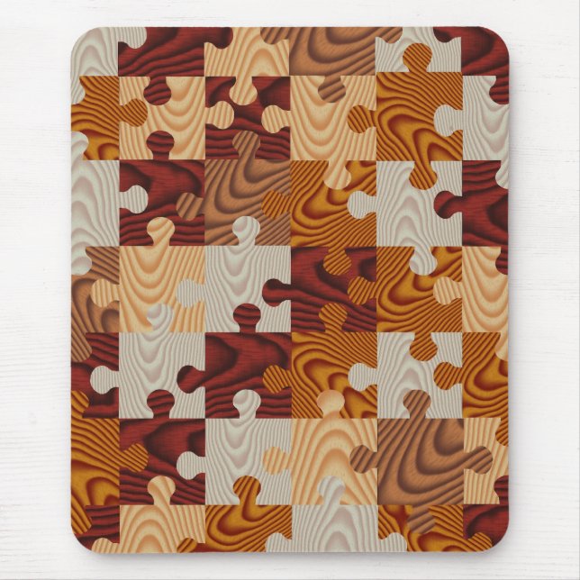 Faux wood jigsaw puzzle mouse pad (Front)