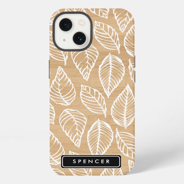 Faux Wood | Leaves Pattern Custom iPad Mini Case (Back)