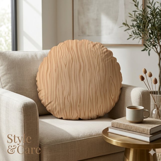 Faux Wood Pattern Round Pillow 16 Inch Rustic Acce (Faux Wood Pattern Round Pillow 16 Inch Rustic Access)